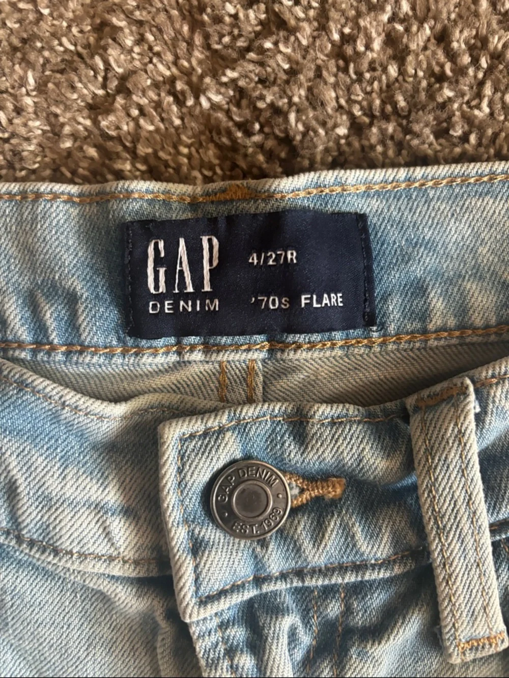 GAP Light Wash Flare Jeans with Knee Rip
